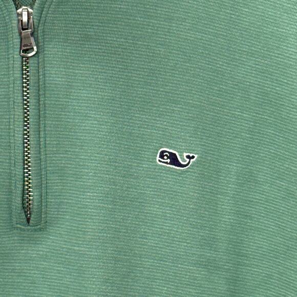 Vineyard Vines Mens 1/2 Zip Cotton Pullover Size S Green Whale Logo Spellout - Picture 2 of 6